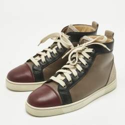 Pre Owned Christian Louboutin Multicolor Leather Fun Louis Junior High Top Sneakers Size 39