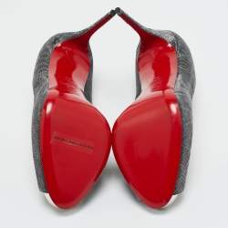 Pre Owned Christian Louboutin Black Glitter Fabric New Very Prive Platform Peep Toe Pumps Size 39