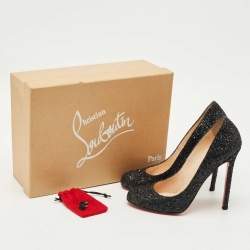 Pre Owned حذاء كعب عالي كريستيان لوبوتان جلدي أسود سيمل مقاس 37