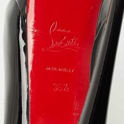 Pre Owned Christian Louboutin Black Patent Leather Lady Peep Toe Platform Pumps Size 39.5