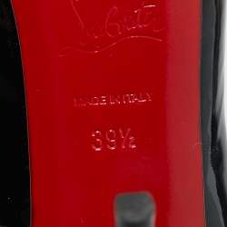 Pre Owned Christian Louboutin Black Patent Leather Very Prive Peep Toe Pumps Size 39.5