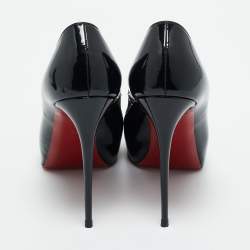 Pre Owned Christian Louboutin Black Patent Leather Very Prive Peep Toe Pumps Size 39.5