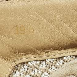 Pre Owned Christian Louboutin Beige/Cream Woven Fabric and Suede Rantus Orlato High Top Sneakers Size 39.5