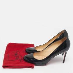 Pre Owned Christian Louboutin Black Patent Leather Simple Pumps Size 39