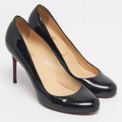 Pre Owned Christian Louboutin Black Patent Leather Simple Pumps Size 39