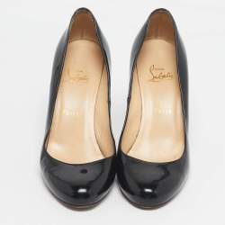 Pre Owned Christian Louboutin Black Patent Leather Simple Pumps Size 39