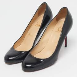 Pre Owned Christian Louboutin Black Patent Leather Simple Pumps Size 39