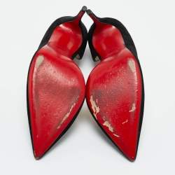 Pre Owned Christian Louboutin Black Suede Iriza D'orsay Pointed Toe Pumps Size 36.5