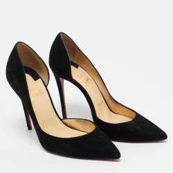 Pre Owned Christian Louboutin Black Suede Iriza D'orsay Pointed Toe Pumps Size 36.5