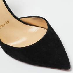 Pre Owned Christian Louboutin Black Suede Iriza D'orsay Pointed Toe Pumps Size 36.5