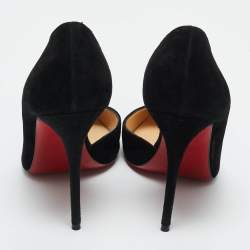 Pre Owned Christian Louboutin Black Suede Iriza D'orsay Pointed Toe Pumps Size 36.5