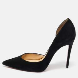 Pre Owned Christian Louboutin Black Suede Iriza D'orsay Pointed Toe Pumps Size 36.5