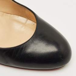 Pre Owned Christian Louboutin Black Leather Simple Pumps Size 38