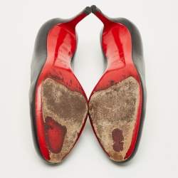 Pre Owned Christian Louboutin Black Leather Simple Pumps Size 38