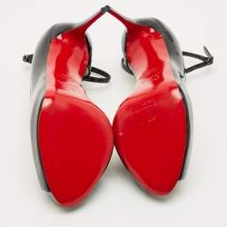 Pre Owned Christian Louboutin Black Patent Leather Round Chick Alta Platform Pumps Size 39.5