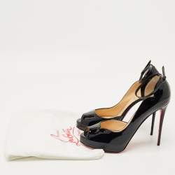 Pre Owned Christian Louboutin Black Patent Leather Round Chick Alta Platform Pumps Size 39.5