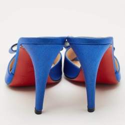 Pre Owned Christian Louboutin Blue Satin Joli-Noeud Slide Sandals Size 36.5