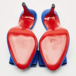 Pre Owned Christian Louboutin Blue Satin Joli-Noeud Slide Sandals Size 36.5