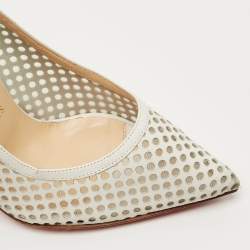 Pre Owned Christian Louboutin White Leather and Mesh Guni Pumps Size 36