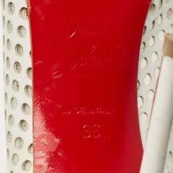 Pre Owned Christian Louboutin White Leather and Mesh Guni Pumps Size 36