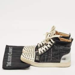 Pre Owned Christian Louboutin Multicolor Mesh and Leather Lou Spikes Sneakers Size 38