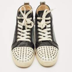 Pre Owned Christian Louboutin Multicolor Mesh and Leather Lou Spikes Sneakers Size 38