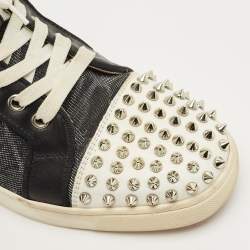 Pre Owned Christian Louboutin Multicolor Mesh and Leather Lou Spikes Sneakers Size 38