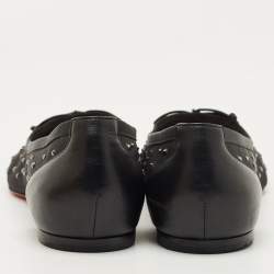 Pre Owned Christian Louboutin Black Leather and Mesh Patio Ballet Flats Size 41