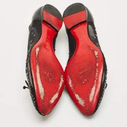 Pre Owned Christian Louboutin Black Leather and Mesh Patio Ballet Flats Size 41