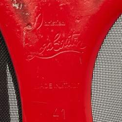 Pre Owned Christian Louboutin Black Leather and Mesh Patio Ballet Flats Size 41
