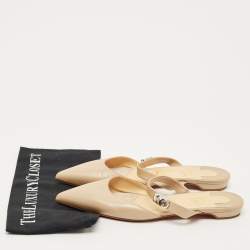 مملوكة مسبقًا Christian Louboutin Beige Leather Choc Lock Flat Mules Size 41