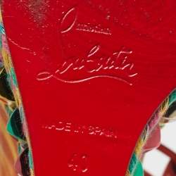 Pre Owned Christian Louboutin Multicolour Suede Studded Cataclou Platform Wedge Sandals Size 40