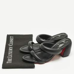 Pre Owned Christian Louboutin Black Leather Inflama Sab Slide Sandals Size 39