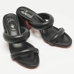Pre Owned Christian Louboutin Black Leather Inflama Sab Slide Sandals Size 39