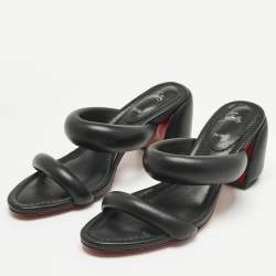 Pre Owned Christian Louboutin Black Leather Inflama Sab Slide Sandals Size 39