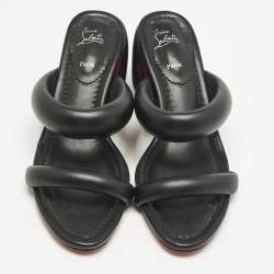 Pre Owned Christian Louboutin Black Leather Inflama Sab Slide Sandals Size 39