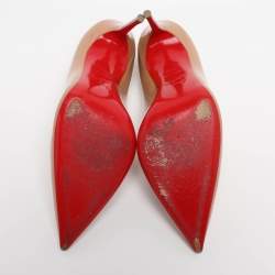 Pre Owned Christian Louboutin Yellow Patent Leather Pigalle Pumps Size 38.5