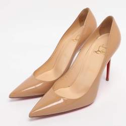 Pre Owned Christian Louboutin Yellow Patent Leather Pigalle Pumps Size 38.5