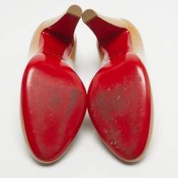 Pre Owned Christian Louboutin Beige Patent Leather Simple Pumps Size 36.5