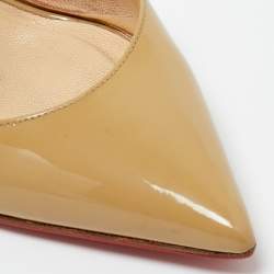 Pre Owned Christian Louboutin Beige Patent Leather Ograde D'orsay Pumps Size 36.5
