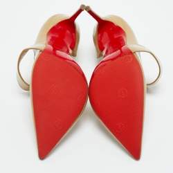 Pre Owned Christian Louboutin Beige Patent Leather Ograde D'orsay Pumps Size 36.5