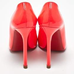Pre Owned Christian Louboutin Pink Patent Leather Flo Peep Toe Pumps Size 36.5