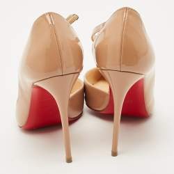 Pre Owned Christian Louboutin Beige Patent Jumping Pumps Size 35.5