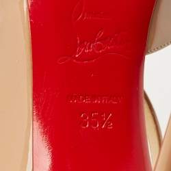 Pre Owned Christian Louboutin Beige Patent Jumping Pumps Size 35.5