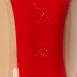 Pre Owned Christian Louboutin Beige Patent Leather Hot Chick Pumps Size 38.5