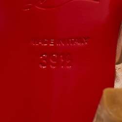 Pre Owned Christian Louboutin Peach Satin Paquita Ankle Strap Sandals Size 39.5