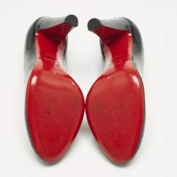 مملوكة مسبقًا حذاء كعب عالي كريستيان لوبوتان بسيط جلد أسود لامع مقاس 37