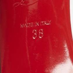 Pre Owned Christian Louboutin Silver texture Leather Actina Slingback Sandals Size 38