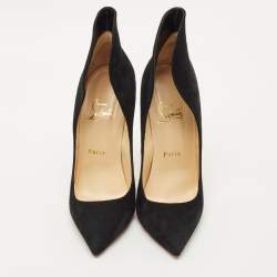 Pre Owned Christian Louboutin Black Suede Mea Culpa Pumps Pointed Toe Size 38.5