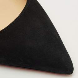 Pre Owned Christian Louboutin Black Suede Mea Culpa Pumps Pointed Toe Size 38.5